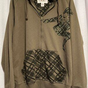 Vintage Route 66 Hoodie Plaid Lined Y2k Like New Condition Size L